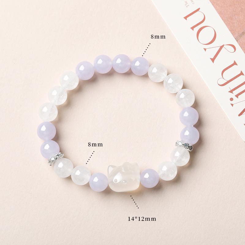 Amethyst & White Crystal Beaded Bracelet for Girls - Sweet Summer Fairy Jewelry