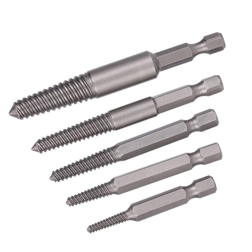 5PCS Hex Shank Broken Screw Extractor Stripped Screw Extractor Kit For Automotive Repair