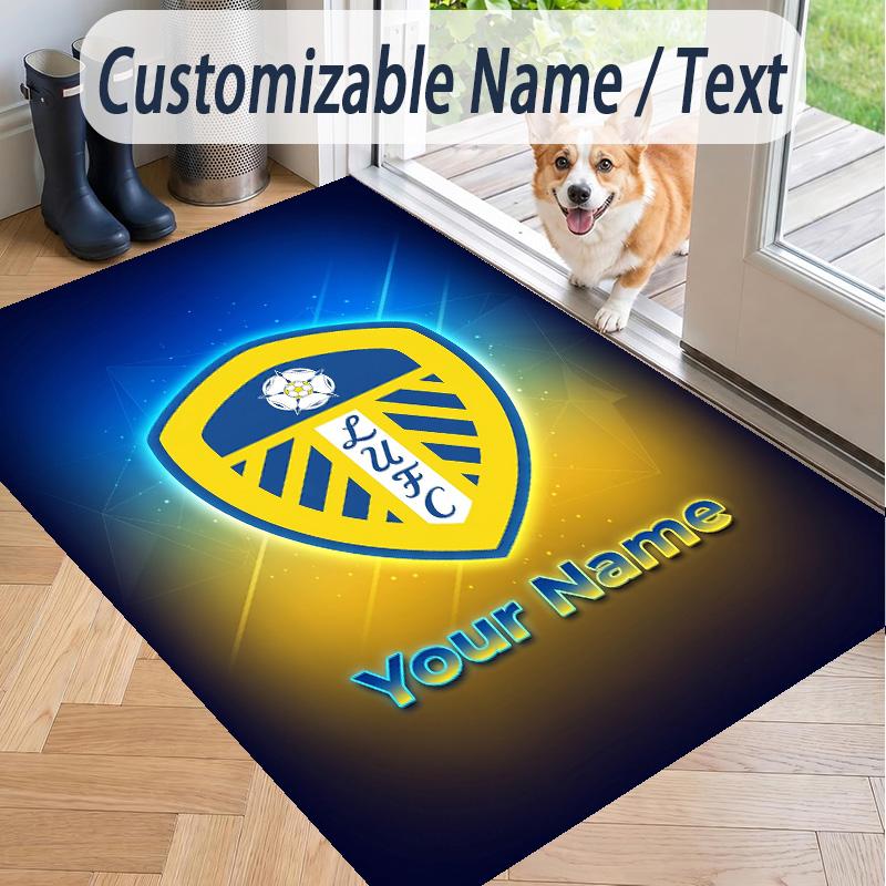 Custom Text Printed Rug Leeds United Non Slip Floor Carpet For Home Room Decor