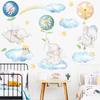 Cartoon Balloon Elephant Wall Stickers Kids Room Baby Bedroom Background Decoration Cartoon Animals Wallpaper Home Decor Sticker