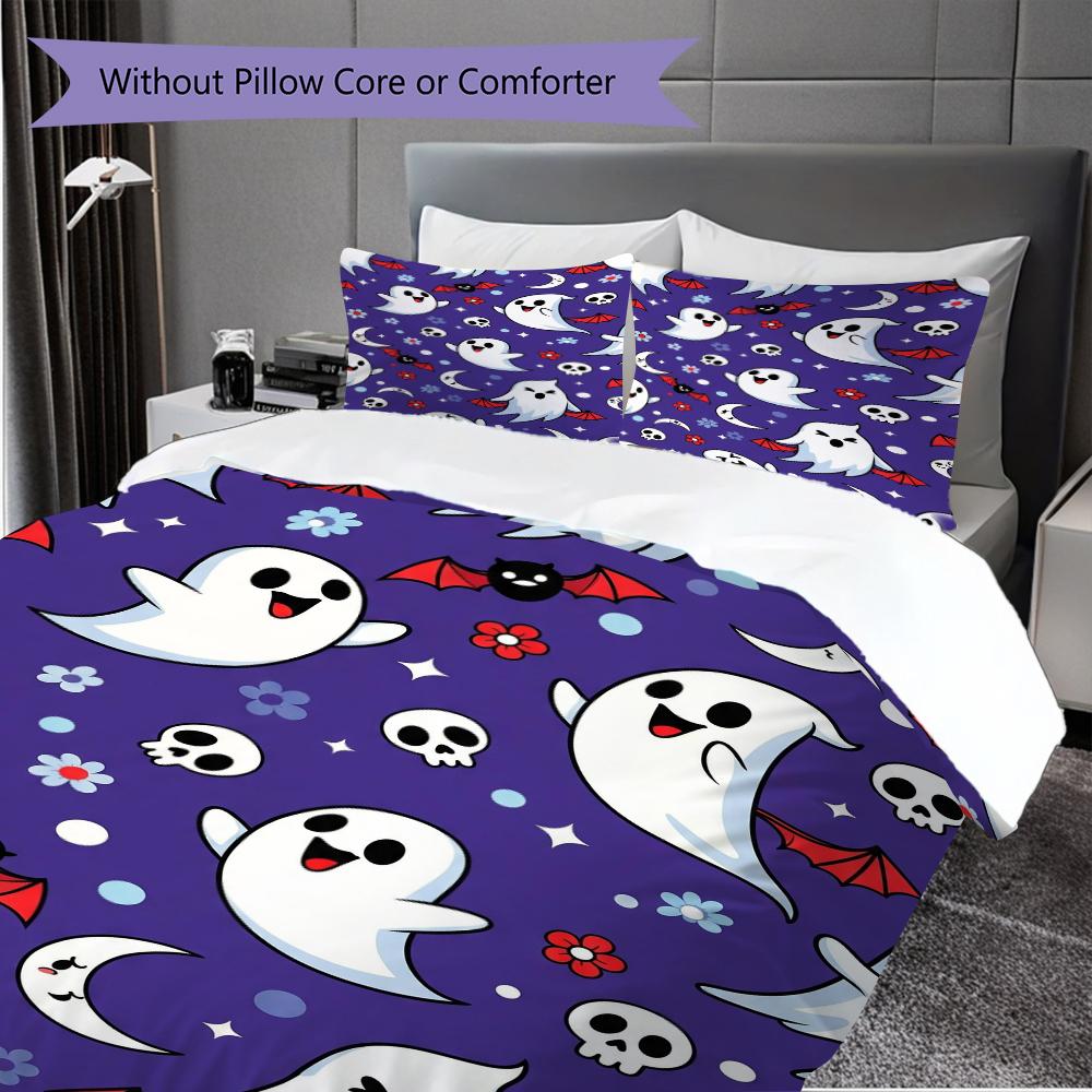 1PC Halloween theme pattern Bedding Quilt Set Quilt Cover Pillowcase Home Decoration Birthday Gift (1 * duvet cover + 2 * pillowcase, without core)