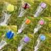 Romantic 30cm Knitting Flower Rose Tulips Handmade Gifts Knitted Tulip Bouquet Crochet Fake Floral Wedding Party Decor