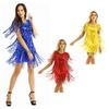 Women's Sequin Dance Dress Tassels Rumba Tango Latin Dress Glitter Party Cocktail Evening Dress Ballroon Dresses
