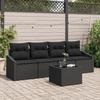 VidaXL 5-Piece Garden Sofa Set with Cushions Black Poly Rattan 3346593