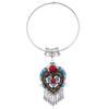 Geometric Style Ethnic Necklace Alloy Metal Heart Glass Pendant For Gift Travel