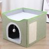 Кровать для кошек, пещера-куб для кошек с пушистым мячиком и когтеточкой, домик для игр с домашними животными, большая кровать для сна котят, удобная для домашних кошек