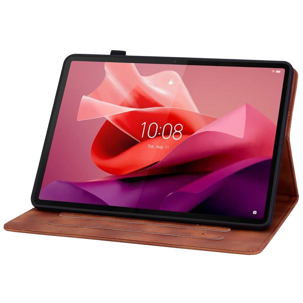 Для Lenovo Tab P12 Чехол Кожаный чехол для планшета с цветами лилии, отделениями для карт, подставкой