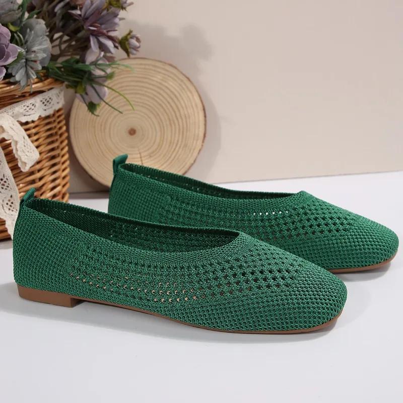 2024 Новые модные однотонные сетчатые дышащие женские туфли на плоской подошве на весну и осень Zapatos De Mujer