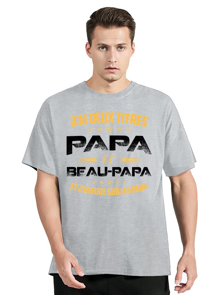 Fathers Day Birthday T Shirt Unisex Tops Tees Casual T Shirt Camisetas New Assure Deux Titres Papa Et Beau Papa Dad Papa Tshirt