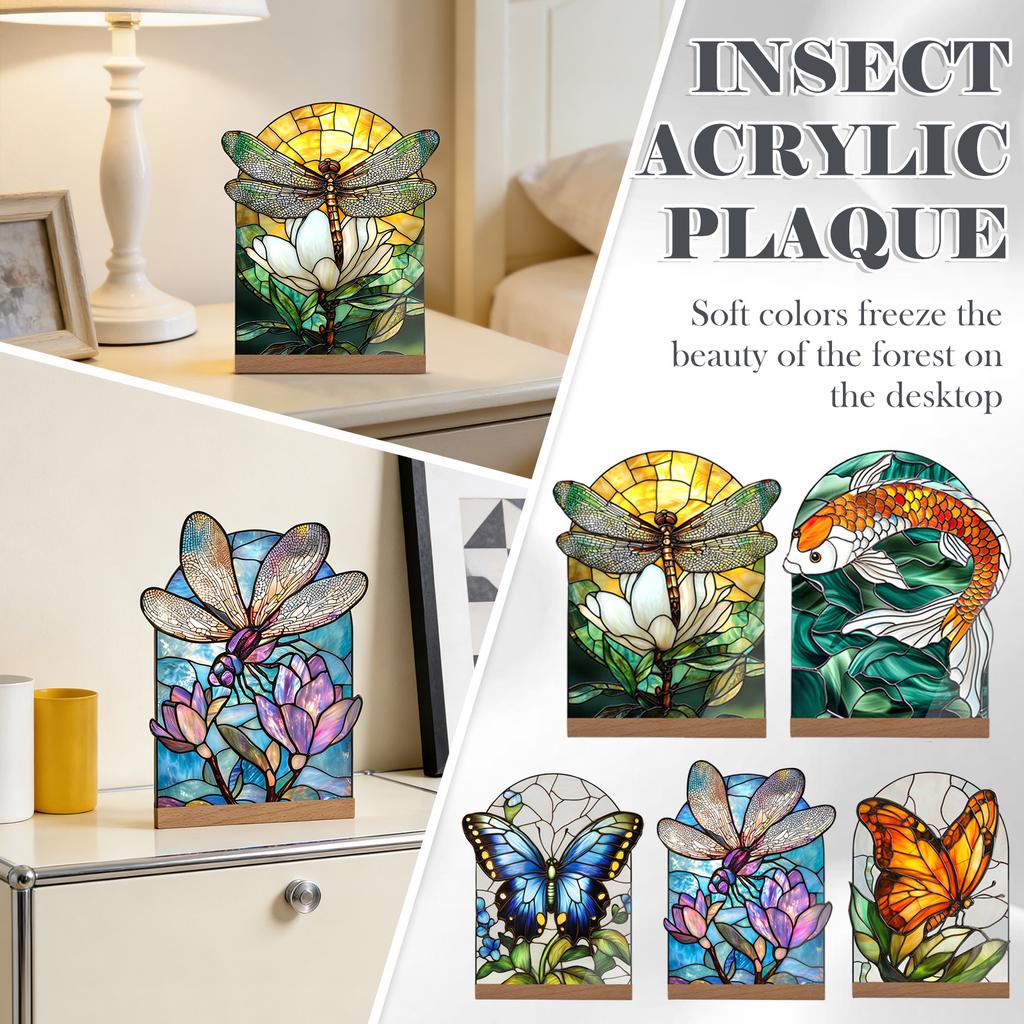 2D Flat Decorative Piece With Base, Multi Colored Acrylic, Suitable For Desktops, Bookshelves, And Artistic Decorations.