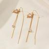 1Pair Fashion Leaves Tassel Cubic Zirconia Ear Line Long Hanging Drop Earrings for Women Piercing Threader Earing Ear Accessories Jewelry