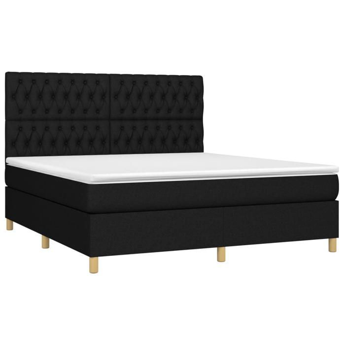 Maison Exclusive - Sommier à lattes de lit et matelas et LED Noir 180x200 cm Tissu