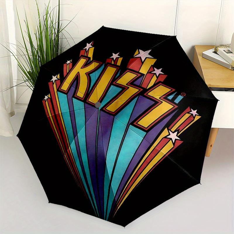 Автоматический складной зонт KISS Music с прочным железным каркасом, портативный компактный дорожный зонт для всесезонного использования, вечеринок 0807063