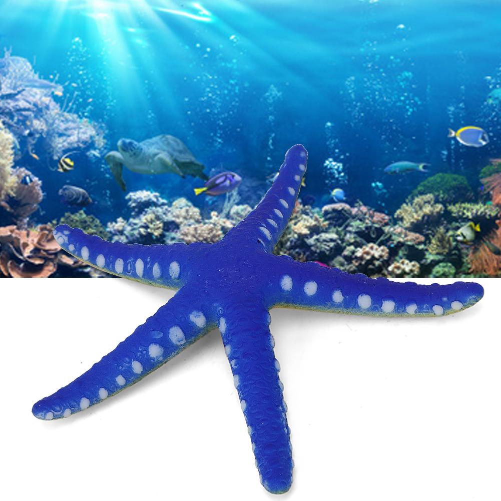 Aquarium Fish Tank Safe Plastic Luminous Simulation Starfish Landscape Decorationblue