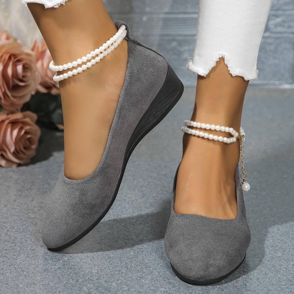 Новые летние удобные повседневные туфли с круглым носком и бантом, однотонные женские туфли в стиле ретро, дышащие, легкие туфли на танкетке и платформе с неглубоким носком