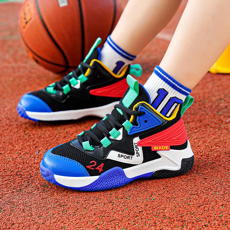 Children's summer mesh breathable boys' basketball shoes medium and older children's sports shoes boys' shoes sneakers classmates No. 24