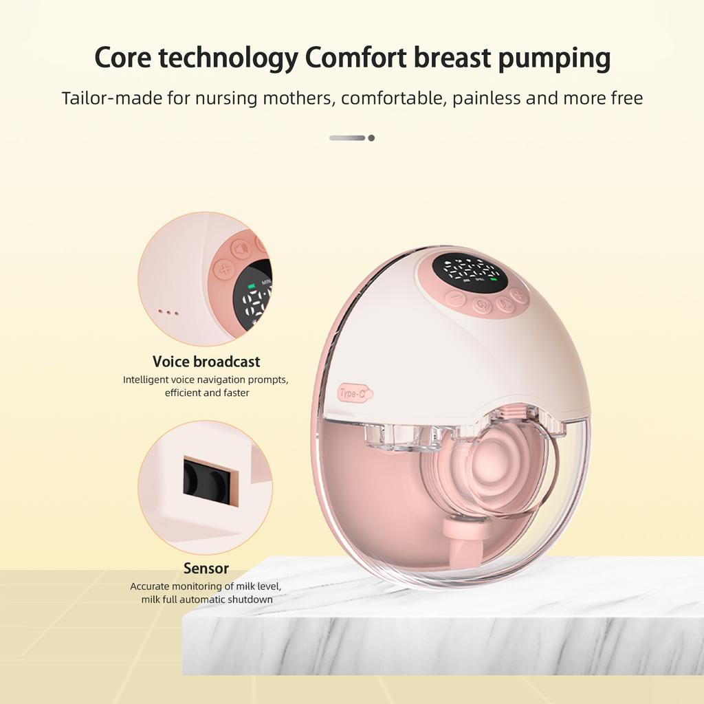 Носимые электрические молокоотсосы Hands Free для кормления грудью 4 режима 12 уровней всасывания Голосовое вещание
