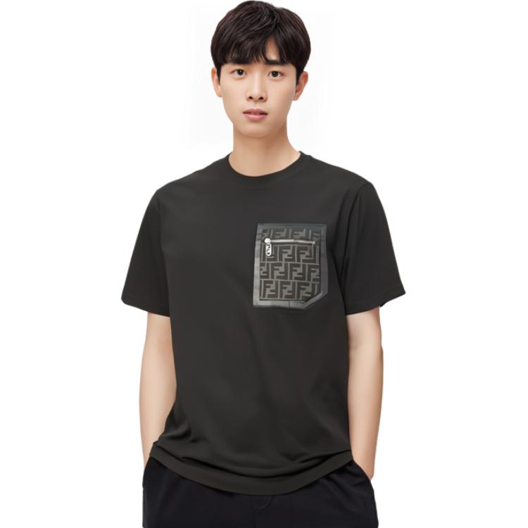 FENDI Monogrammed Pocket Crewneck T-Shirt FY1257APM4F0QA1