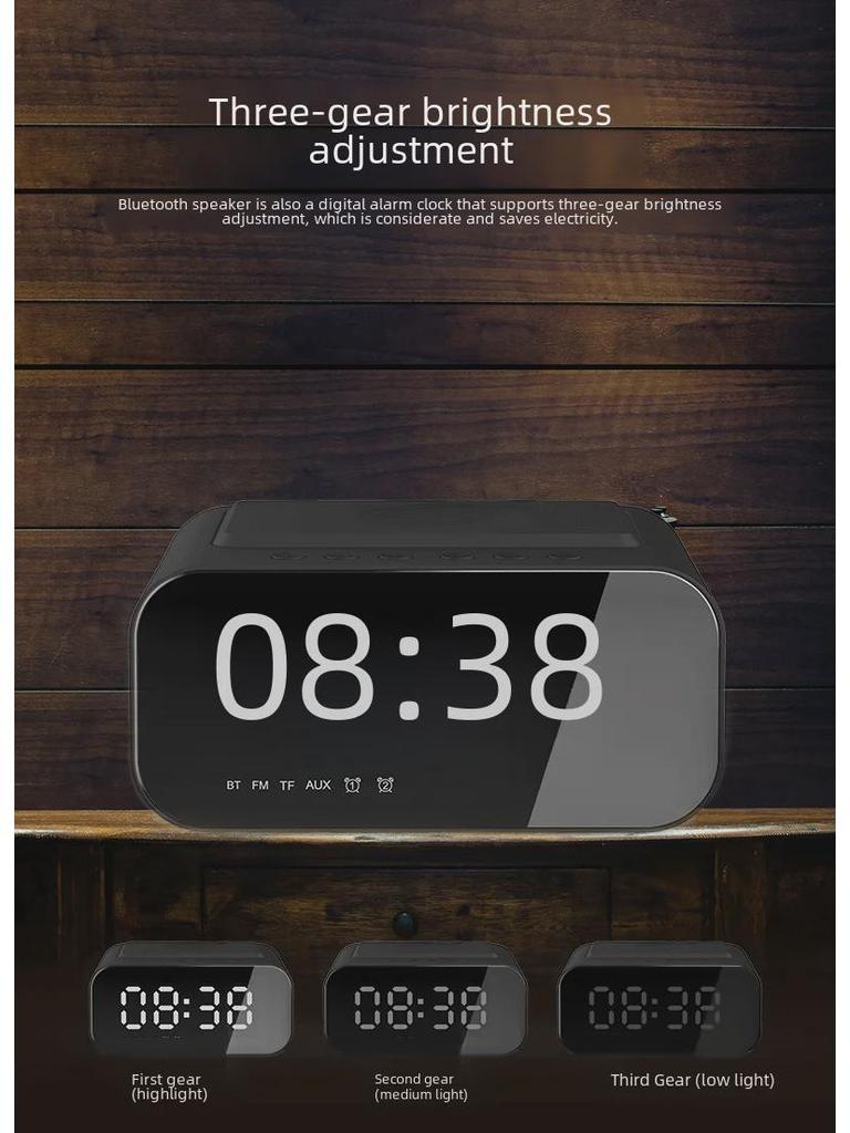 Retro LED Clock Bluetooth Speaker with 15W Wireless Charging for Hotels