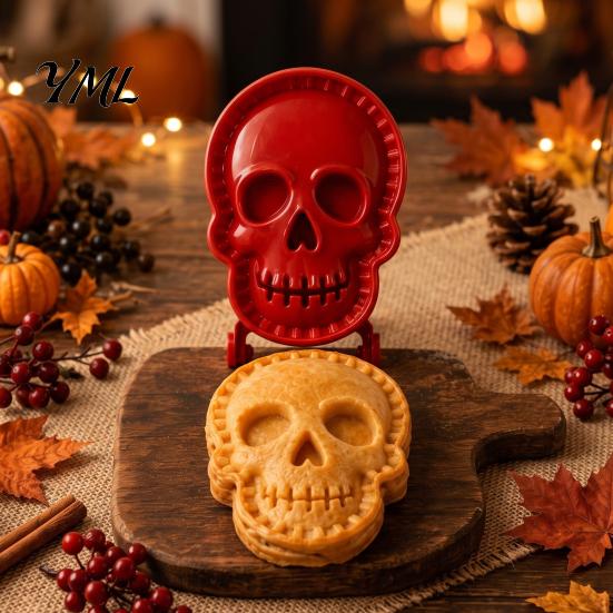 Holiday Baking Molds Halloween Hand Pie Mold, Skull Dough Press Cutter, Reusable Small for Parties Mini Mold Treats Pastry Supplies Tools
