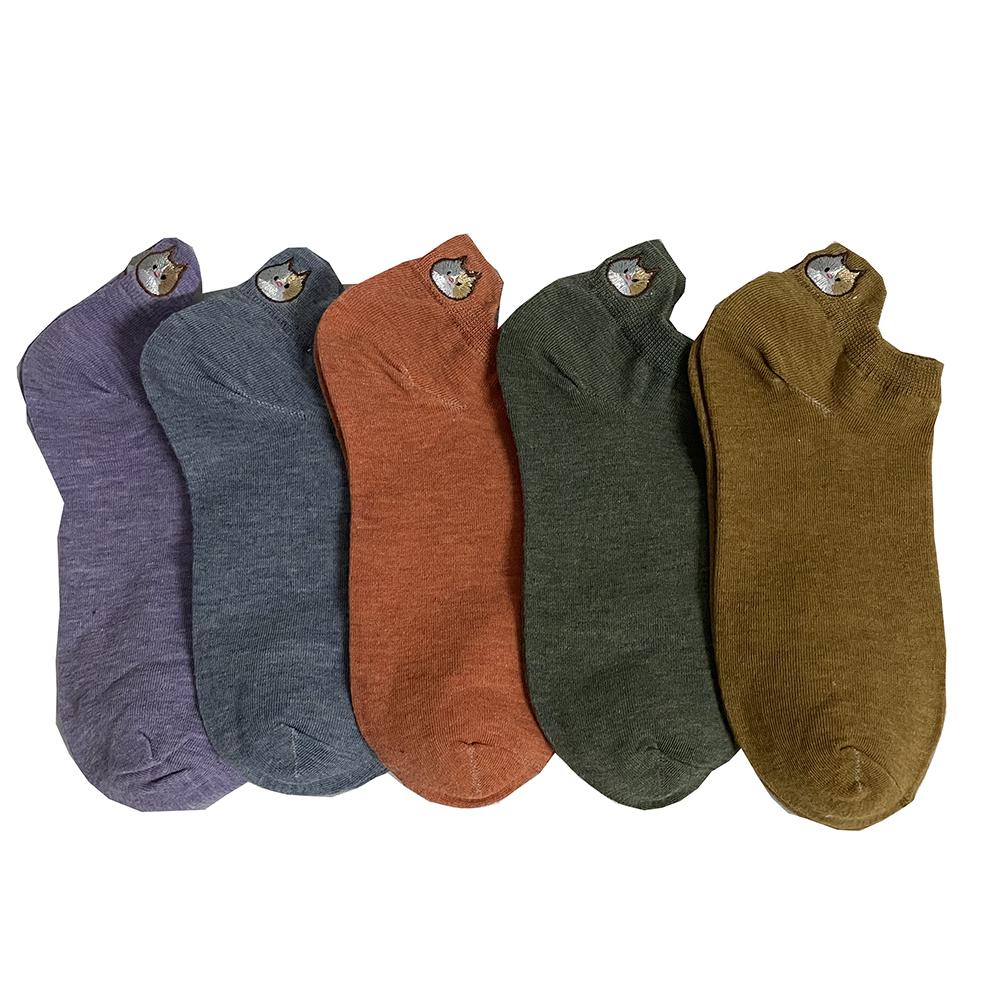 5 пар женских носков до щиколотки с вышивкой животных, милые кошки, летний набор коротких носков с мультяшным каваи, мягкие, дизайнерские носки