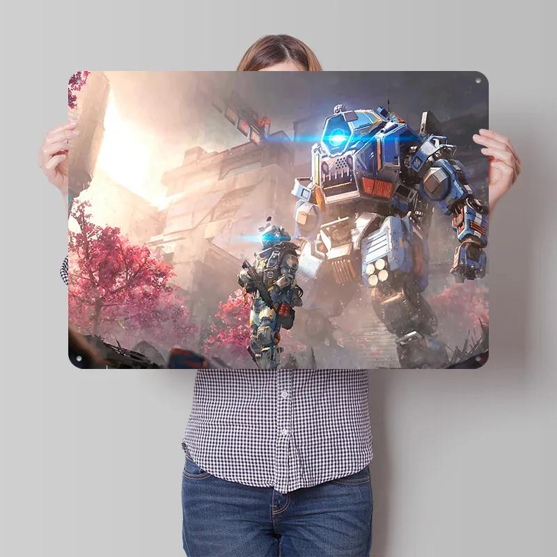 Постер Titanfall D с текстурной печатью, индивидуальная винтажная металлическая жестяная табличка для настенного искусства, decoration игровой комнаты, уютный декор для ванной комнаты