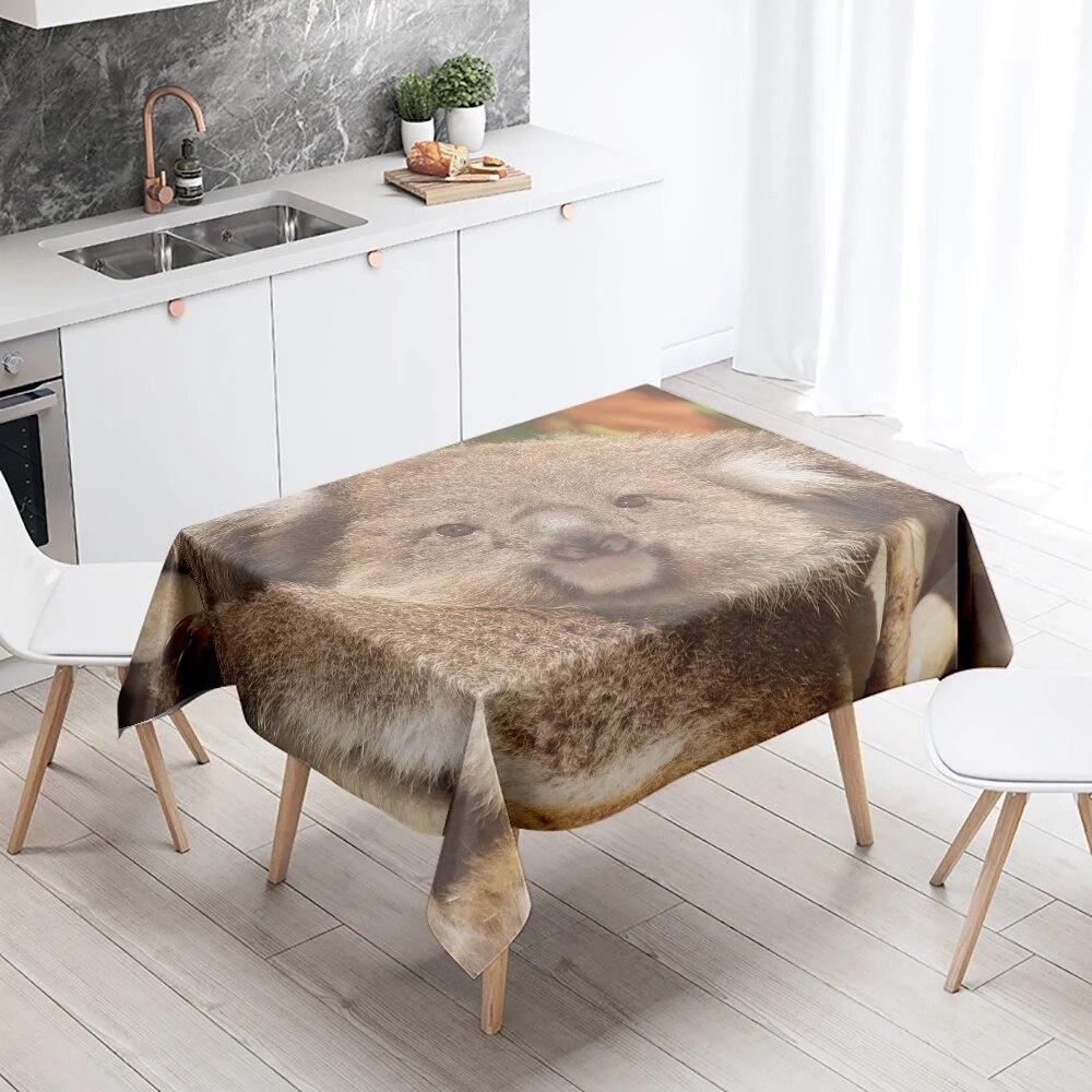 Скатерть с изображением коалы, милое животное, анти-пятно, водонепроницаемая, прямоугольная, для кухонного стола, украшение для дома