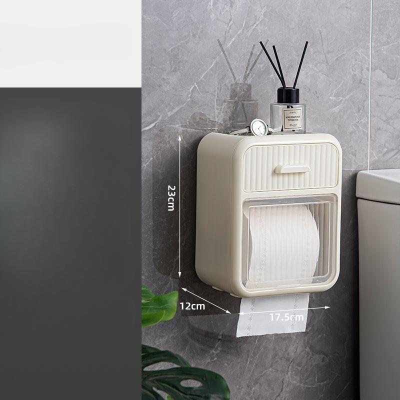 Household Tissue Box Wall Mounted Restroom Bathroom Tissue Storage Box No Punching Required