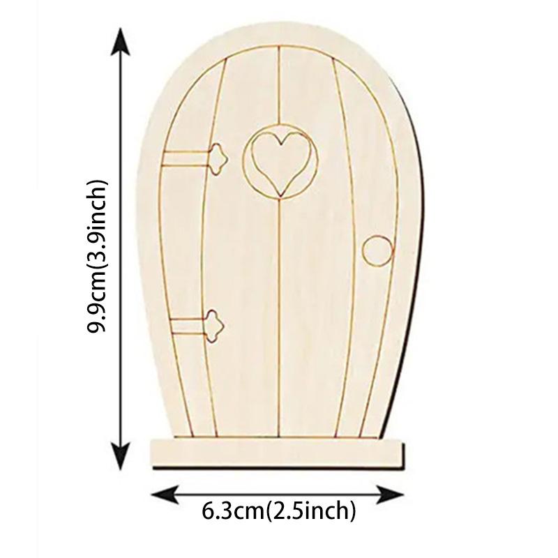 5 шт. Незаконченная деревянная дверь, домик эльфа-феи, мини-дверь, сделай сам, деревянные украшения, миниатюрные украшения, деревянные срезы, заготовки для дисков
