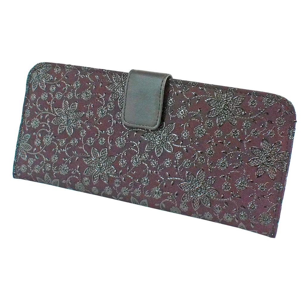 Inden Набор длинных кошельков L Тонкая оленья кожа Фиолетовый x Черный лак Узор «Клематис» [Indenya] 2107-06-169
