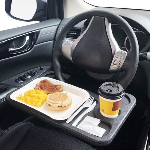 Car Steering Wheel Tray Desk Eating Table for Food Drink Notebook Laptop 2 In 1