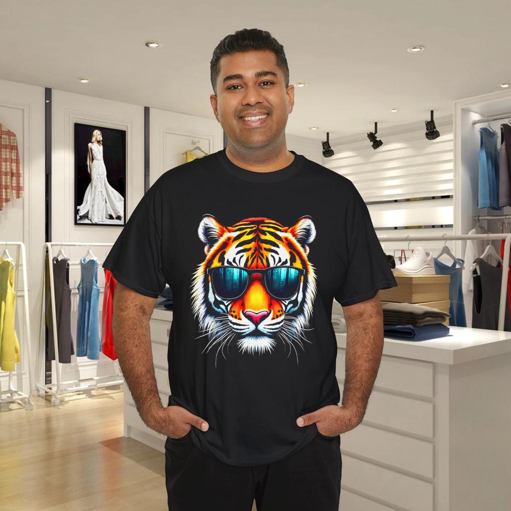 Cool Tiger in Sunglasses Men Women Graphic Tigers Cotton T- Shirt