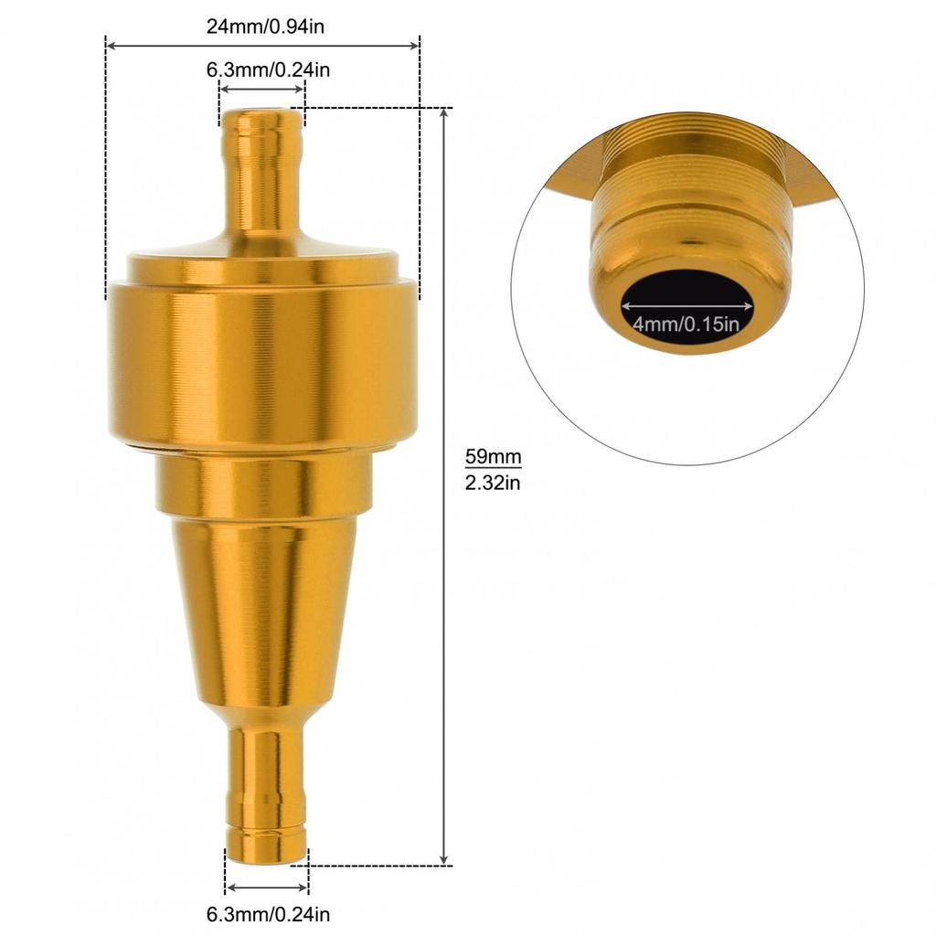 1/4 дюйма 6 мм хромированный алюминиевый рядный топливный фильтр мотоцикла для мотоцикла/скутера ATV/велосипеда