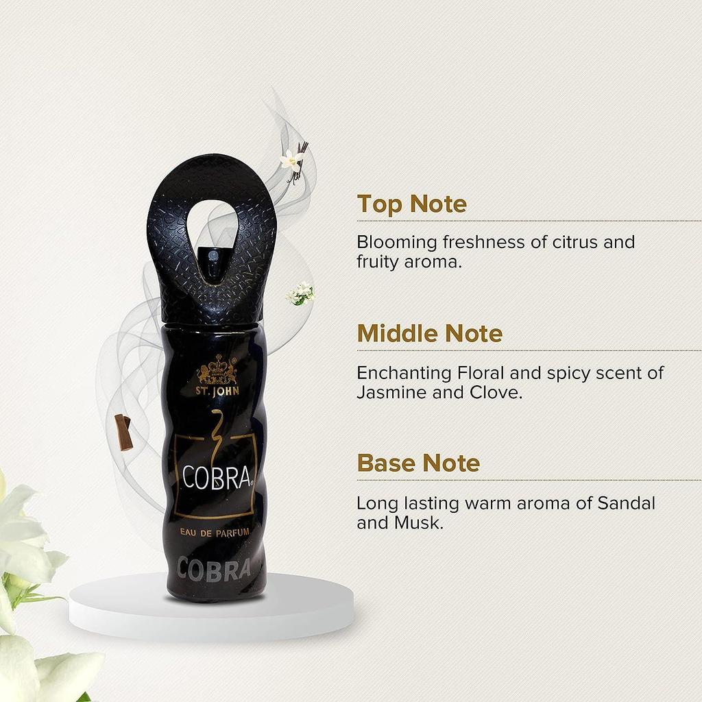 ST. JOHN COBRA Body Perfume For Men | Irresistible Scent Fresh & Soothing Good Fragrance Perfume For Men | Long Lasting Smell, Eau De Parfum - 30Ml