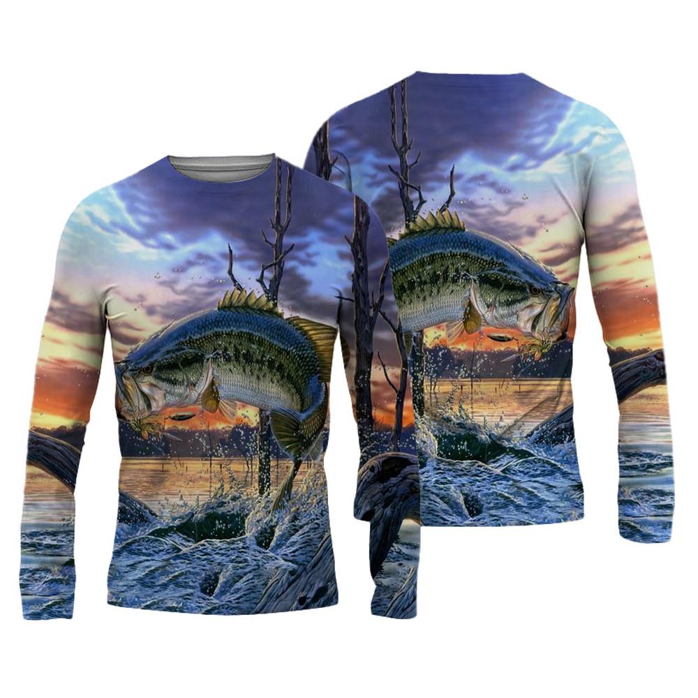 Мужские рубашки для рыбалки, 3D одежда для рыбалки, дышащая футболка с длинным рукавом, летние спортивные рубашки для спорта на открытом воздухе с круглым вырезом, рыбацкие рубашки