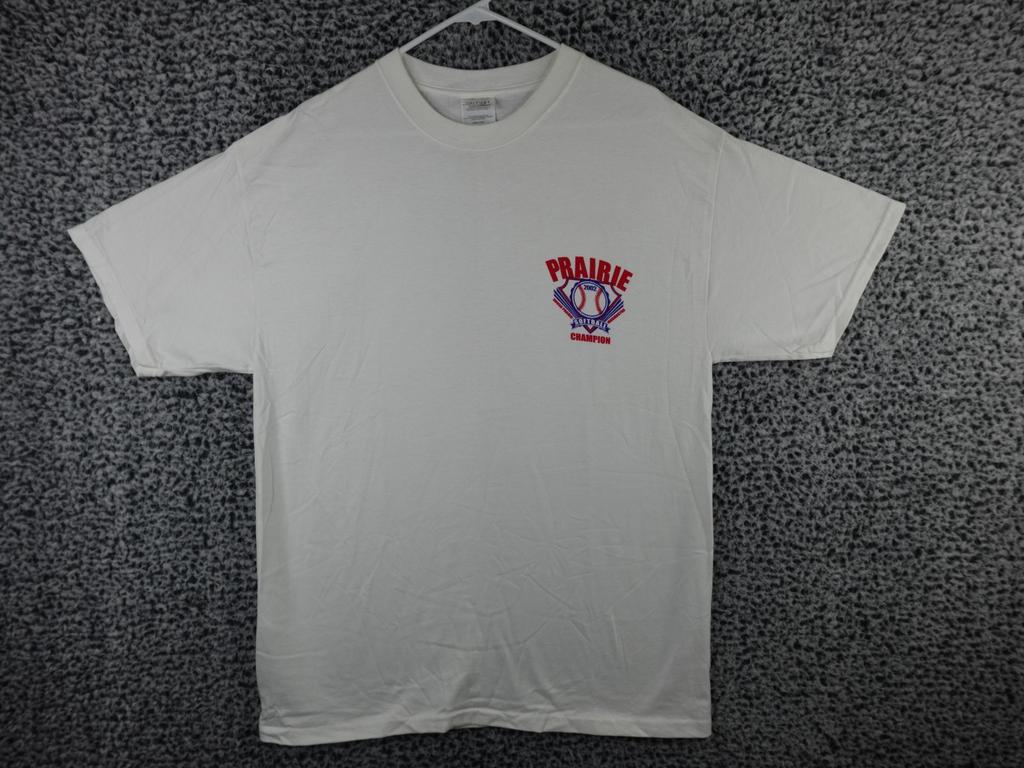 Vintage 2002 Prairie Softball Champion T-Shirt Port & Company White Adult Large Unisex T-Shirt