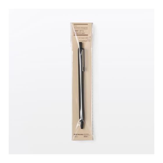 MUJI Шестигранная шариковая ручка из алюминия, Черная, Игольчатый стержень 0,7 мм, 23079945