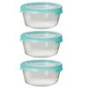 HARIO Heat-resistant Glass Storage Container,round 600mL,set of 3,microwave Safetransparent Aqua Blue, MST-2408-TAQB