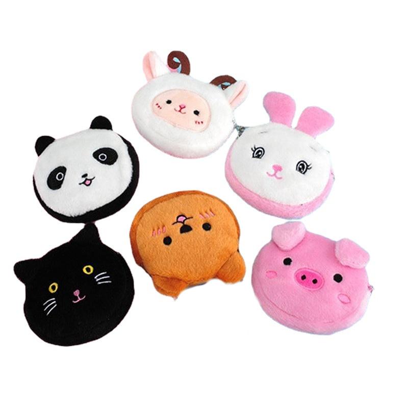 Мини-мультяшные плюшевые сумки для монет, кавайные животные, медведь, свинья, овца, кошка, кошелек для денег, портативные наушники, сумки для хранения линий передачи данных, удостоверение личности, карты Cerdit