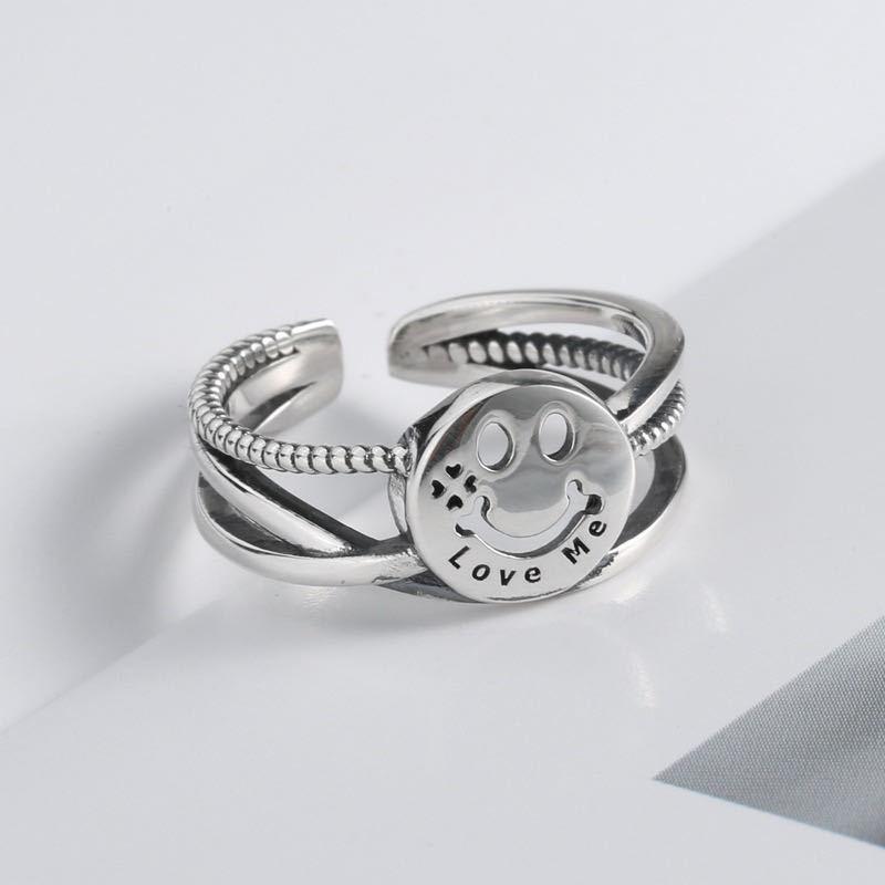 Style Smiling Face Goodluck Ring Female Ins Fashion Versatile Index Finger Open Ring Ring Trend