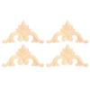 4pcs Rubber Wood Carved Corner Onlay Applique DIY Furniture Home Door Decor