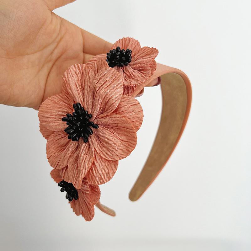 Европейский и американский стиль Женская широкополая повязка на голову с жемчугом и цветами, Модная повязка для волос