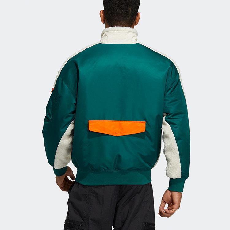 Adidas Originals Mr Sherpa Jkt Self-Storing Fleece Splicing Stand Collar Logo Sports Jacket Men Jackets Yellow White HC0373