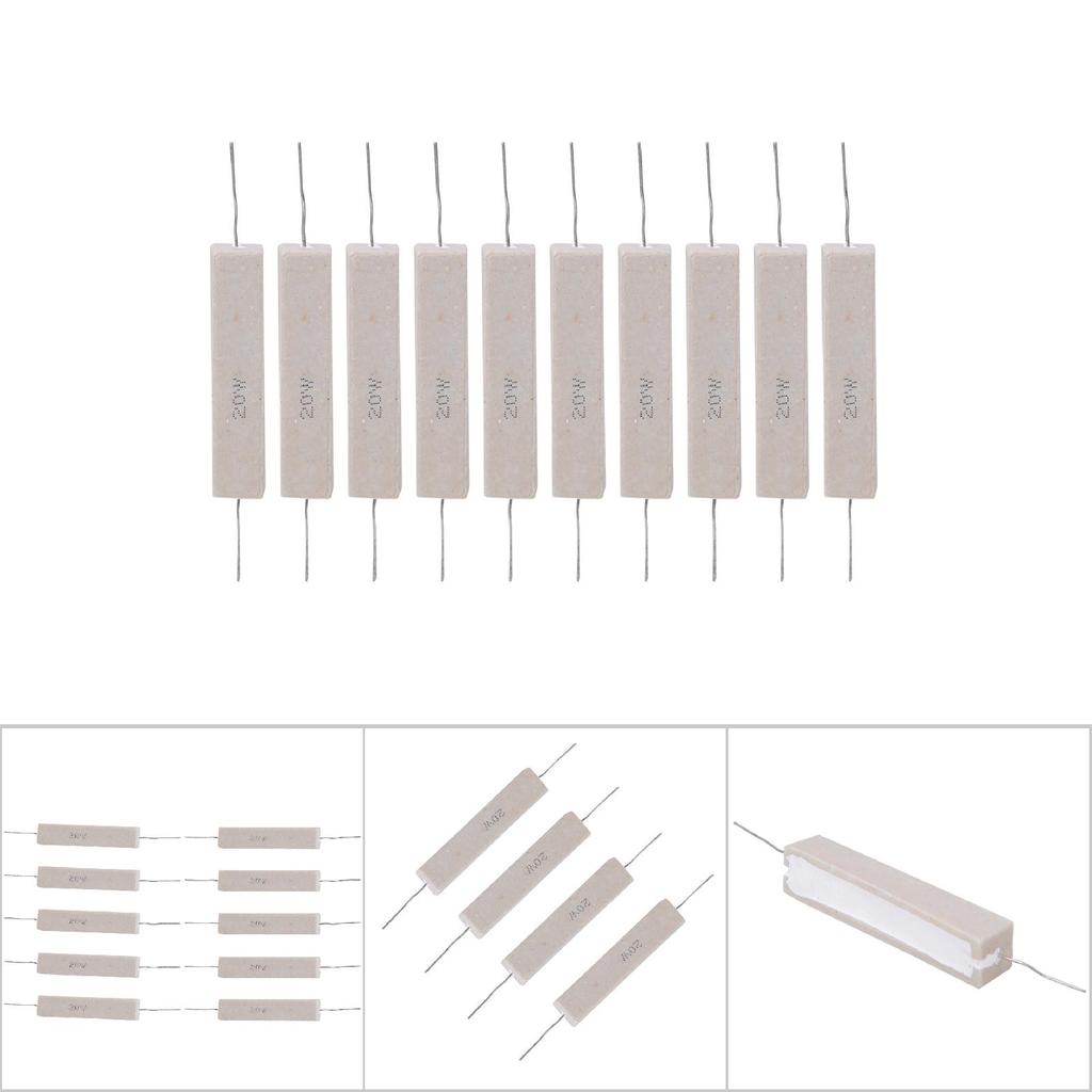10Pcs Cement Resistor Power Resistance + 5percent High Accuracy for Printed Circuit Board 20W(10R)