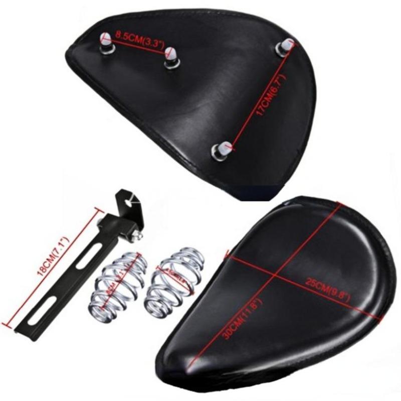 1 Set Leather Single Seat with Spring Loaded Bracket Kit, Motorcycle Solo Seat Springs Bracket Seat Base