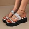 Женские тапочки Толстая подошва Нескользящие Пляжная обувь Тренд Роскошные тапочки на платформе Женские сандалии на танкетке Большой размер Шлепанцы Женские