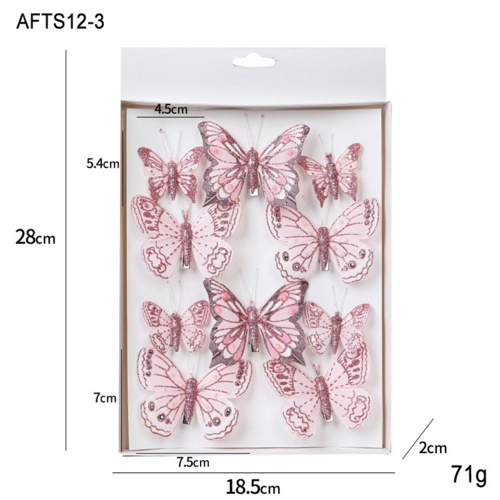 3/6/10Pcs New Year DIY Artificial Butterfly Decoration Plastic Christmas Gifts Pendant