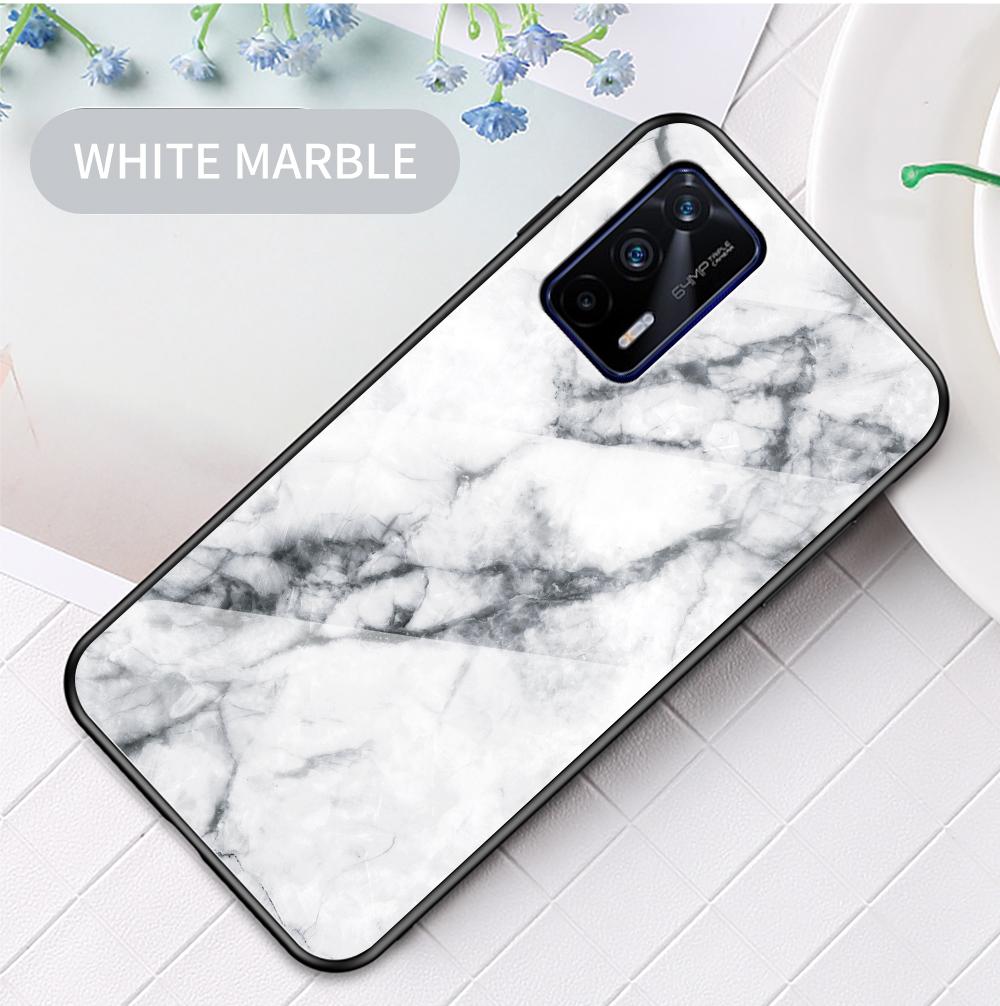 Чехол для Realme 2 3 5 6 7 C3 X2 X7 X50 Pro C21 7i C17 C15 C2 XT, чехол из мраморного закаленного стекла, задняя крышка