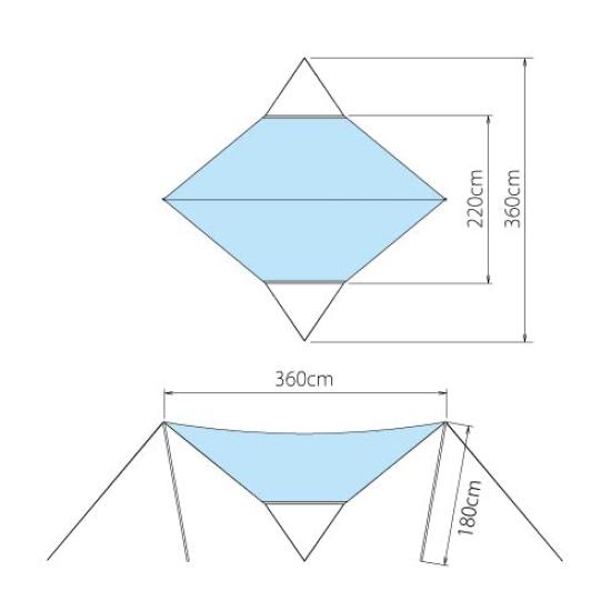 MONORAL Кемпинговая тентовая пленка Sky Film 180SIL шестиугольная для 1-2 человек (Голубое небо) (Шестиугольный) МТ-0036 /