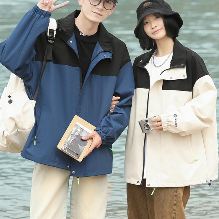 Casual Jackets Men Windbreak Couple  Sporty Camping Outwear Korean Fashion Streetwear Zip-Up Coats Long Sleeve Vintage Hiking Jackets